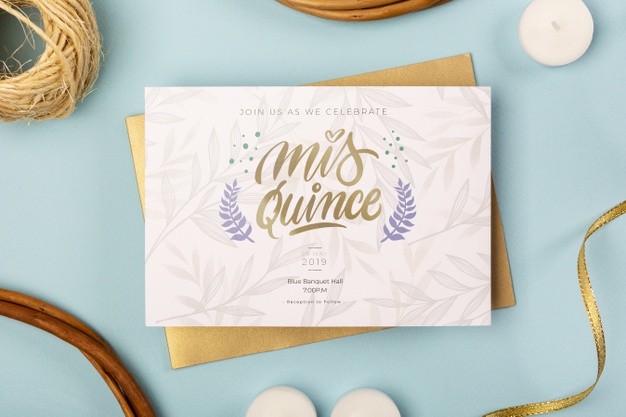 Fifteen Birthday Invitation Golden Ribbons 23 2148513712