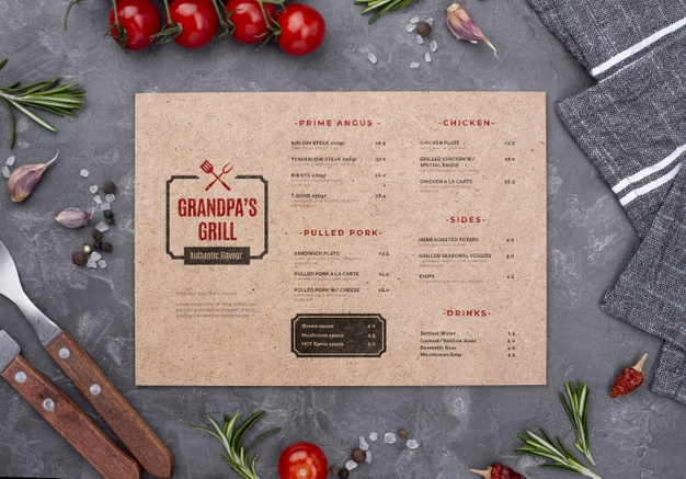 tovagliette in carta con menu personalizzato
