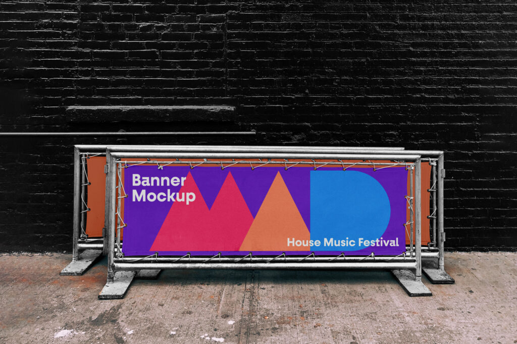 striscioni pubblicitari con occhielli e struttura